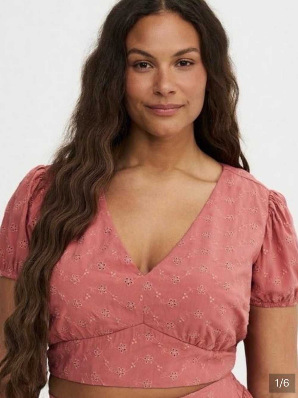 Torrid Dusty Rose Eyelet V-Neck Crop Top Size 2x NWT